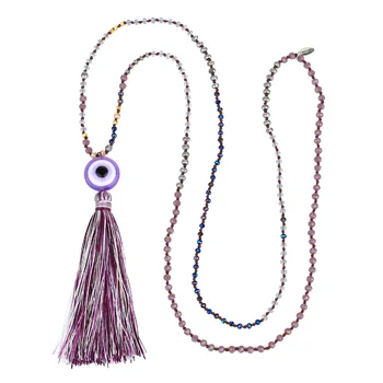 KELITCH Шикарные Ожерелья из хрустальных бусин с длинными кисточками, женские Модные Пляжные украшения